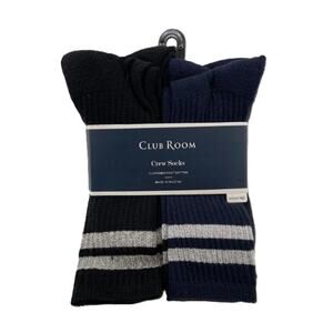 Club Room Crew Socks Mens Black/Blue 8-Pack Cushioned Size 10-13 Shoe Size 7-12